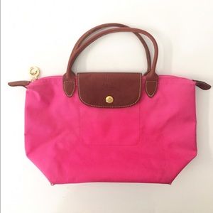 Longchamp Le Pliage mini tote hot pink