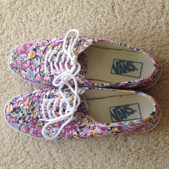 Vans Shoes - Floral Vans Worn Once