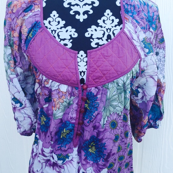 {kimchi blue} purple & blue boho top - Picture 2 of 4