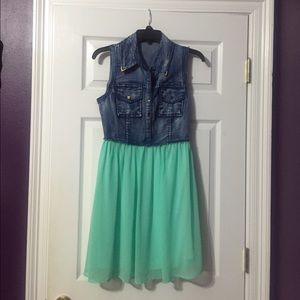 Pink Aztec dress & teal and denim dress