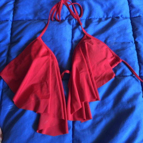 Red draping bikini top !
