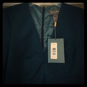 Zac Posen long sleeve v-neck dress in Teal. Size 4