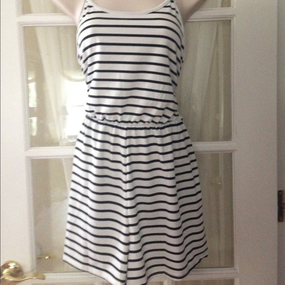 Black and white striped romper