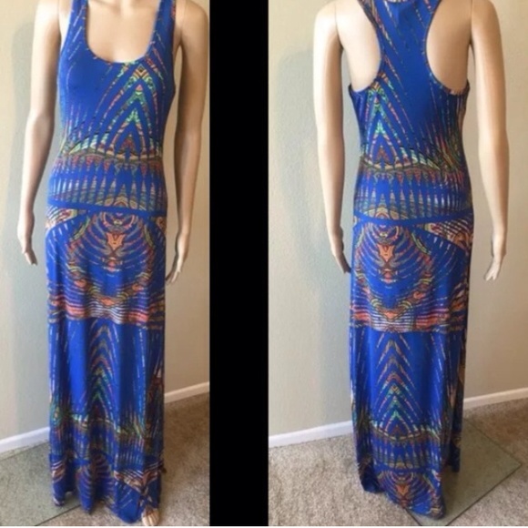NWT Blue Pattern Maxi Dress Size S - Picture 2 of 4