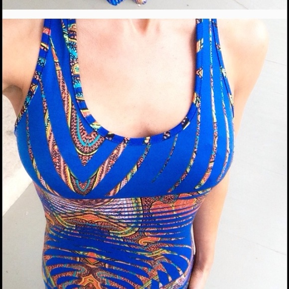 NWT Blue Pattern Maxi Dress Size S - Picture 3 of 4