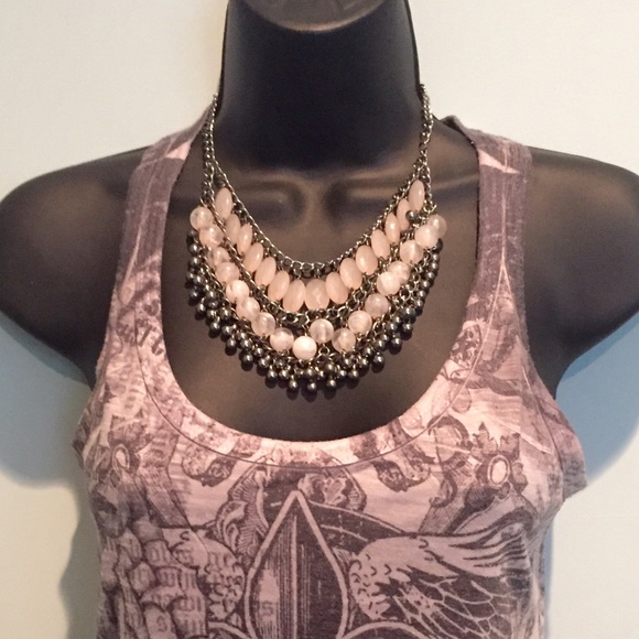 Statement Necklace (pink and steel)