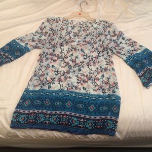 3/4 sleeve see through floral top