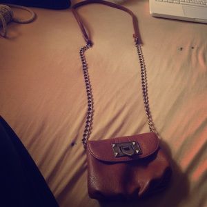 Mini brown Crossbody with gold chain