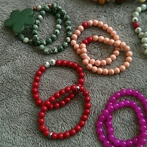 Handmade stretchy glass &stone beads bracelet !!!