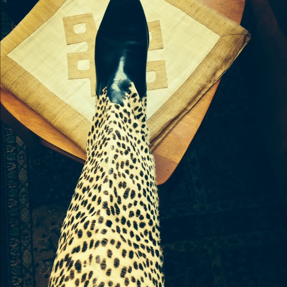 Vintage 1970s vero cuoio leopard boots