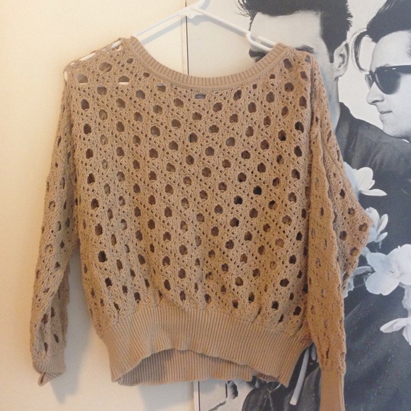 Cropped tan sweater! Will lower to $10 - Picture 1 of 2