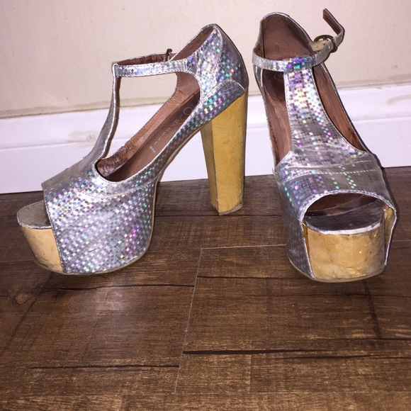 Jeffrey Campbell Holographic Foxy Wood Platform