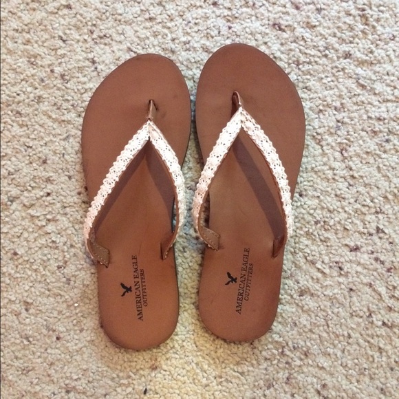 White Crochet AE Flip Flops