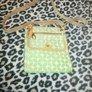 Fossil Green/Tan Cross-Body Bag