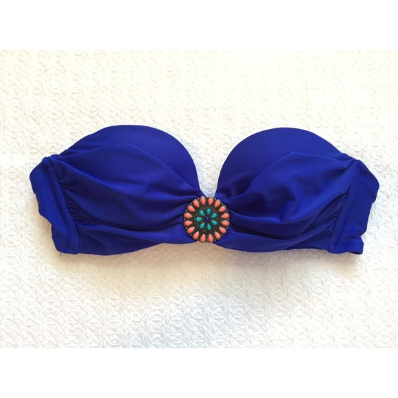 Blue Bandeau Swim Top