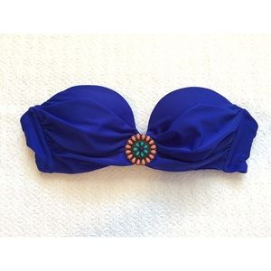Blue Bandeau Swim Top