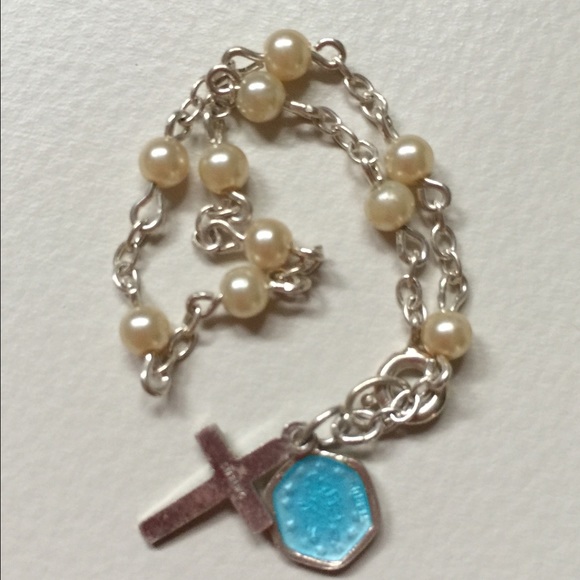 CLOSET CLEAR OUT Sterling/Pearl rosary bracelet - Picture 3 of 4