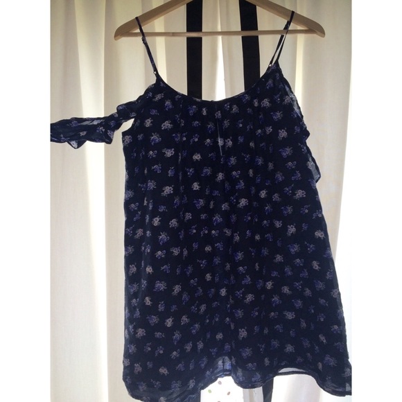 F21 Blue Floral Cold Shoulder Dress