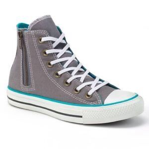 Converse Hi top side zip gray/teal women's