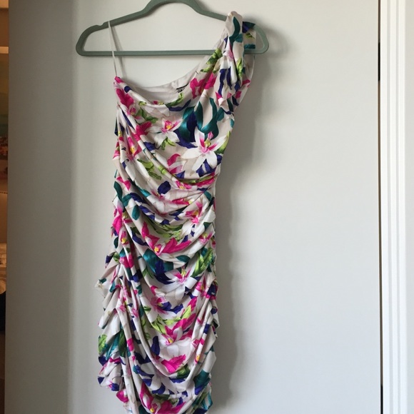 Express one shoulder floral dress, size 4