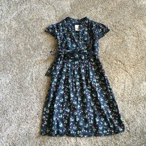 Navy house dress with flowers. Never worn.