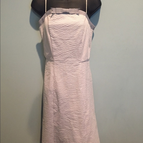 Seersucker dress with grey stripes
