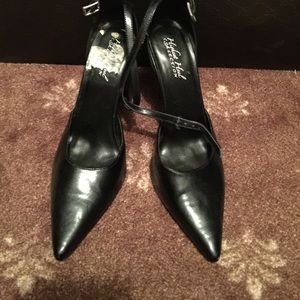 Black ankle strap pumps