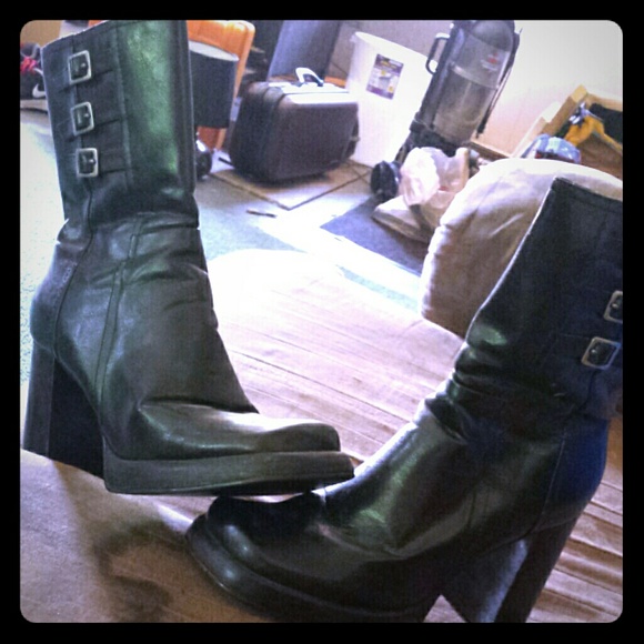 Chunky biker boots