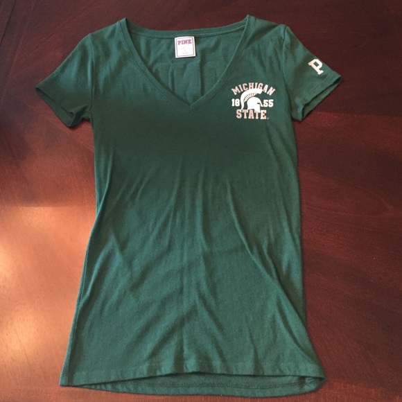 ❌SOLD! Victoria's Secret Pink MSU Spartan Vneck - Picture 2 of 3