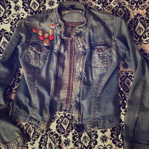 Motorcycle style denim jacket