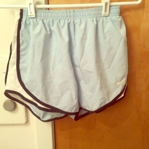 Baby blue Nike athletic shorts