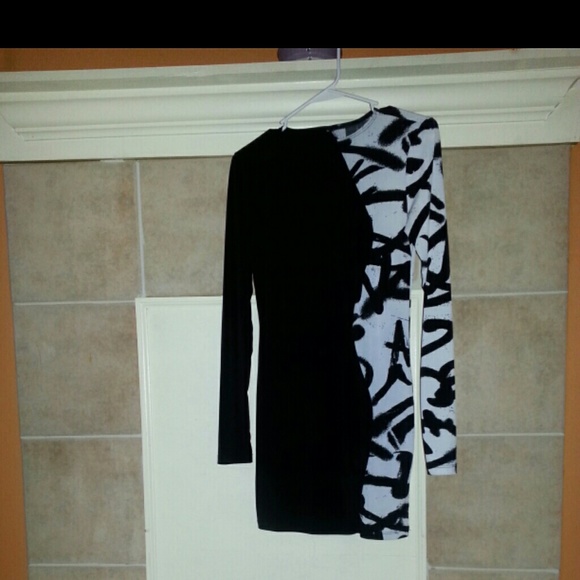Half Zebra Half Black Form Fitting Dress