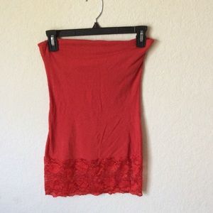 Red strapless shirt