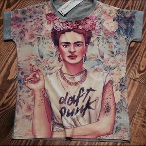 Frida Khalo Daft Punk Grey Shirt