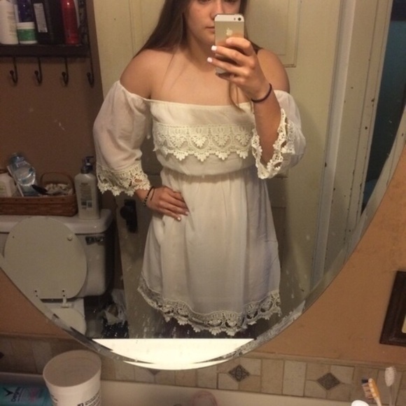 Off the shoulder boutique ivory dress