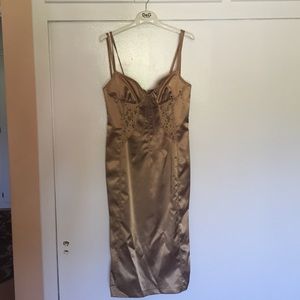 Dolce and Gabbana body con slip dress w lace inset
