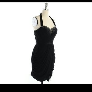 Cachet Black Beaded Strapless Dress
