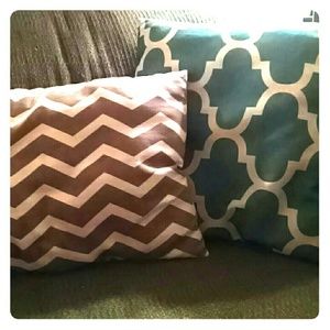 Two decorative throw pillows