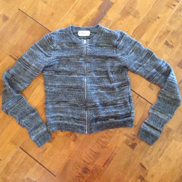 Marbled Grey Knit Zip Sweater - Picture 2 of 3