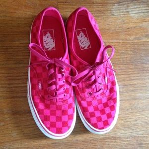 Velvet checkerboard vans (NEVER WORN)