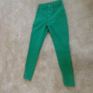 Green high waist pants .