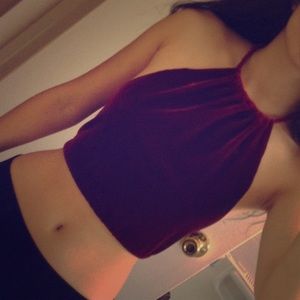 ON SALE !!! red velvet halter top handmade