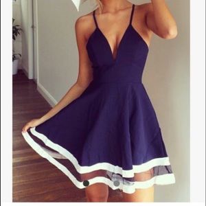 Low v-neck purple tank dress