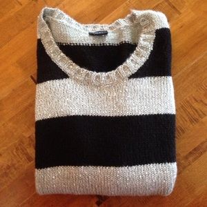 Black & Grey Striped Shimmer Sweater w/ Sequins✨