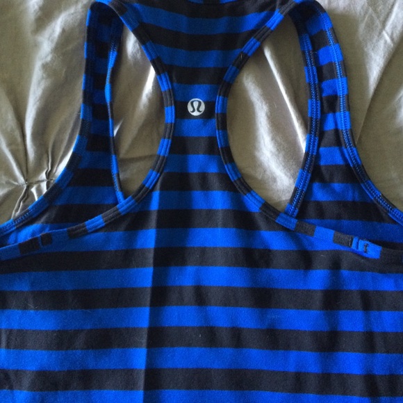 Royal blue/black striped racer back lululemon tank