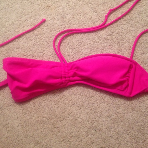 pink tie around the neck swim top barley worn