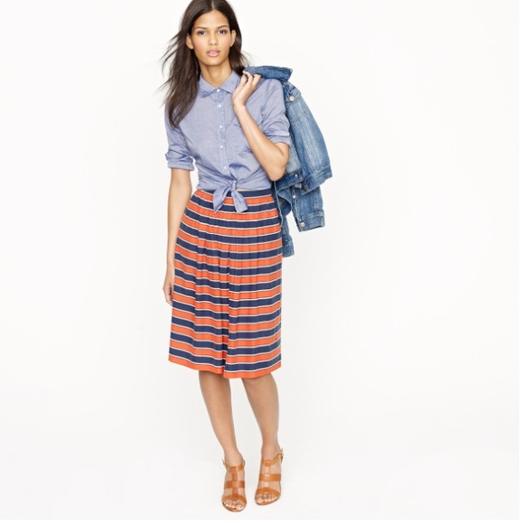 J. Crew gondola silk stripe skirt