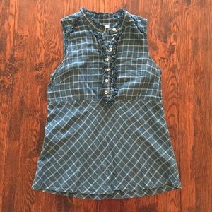 Anthropologie green plaid tank