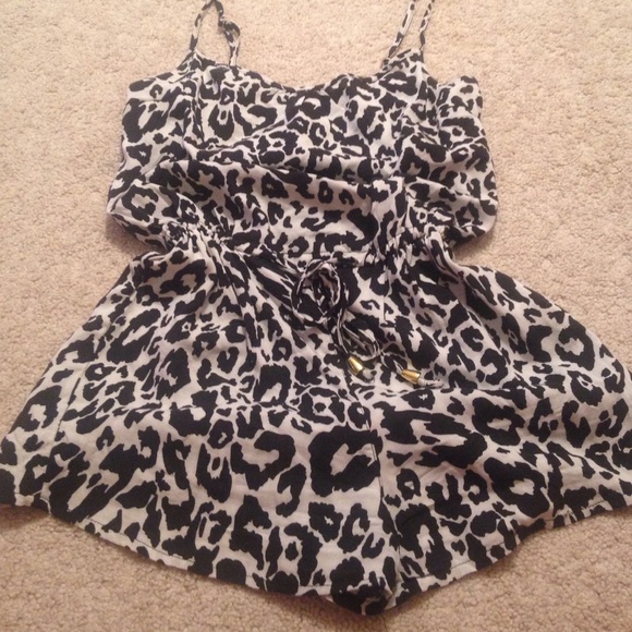 black and white cheetah print romper