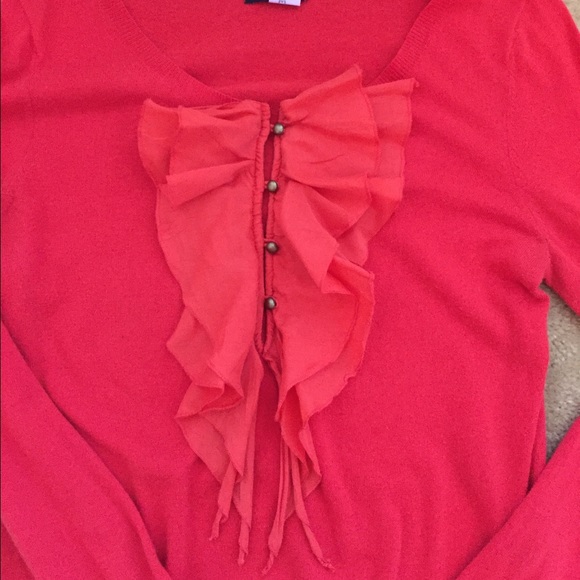 Gap Coral Sweater w/ Ruffle Neck - Picture 2 of 3